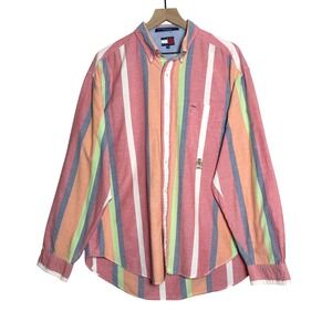 Tommy Hilfiger VTG Mens Button Down Shirt XL Multicolor 90s Crest Preppy